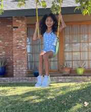 Load image into Gallery viewer, Kae Halter and Biker Short Set in Blue Daisy