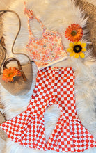 Load image into Gallery viewer, I canBuy Myself Flowers Halter and Bell Bottom Set in Red Orange