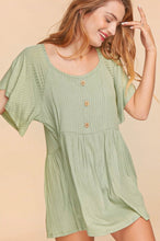 Load image into Gallery viewer, My Way Rib Knit Flutter Sleeve Babydoll Tunic