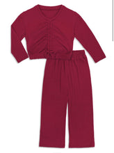 Load image into Gallery viewer, Zoey in the City 2 Piece Lounge Set in Burgundy