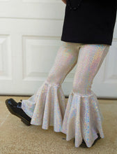 Load image into Gallery viewer, Silver Sparkle Bell Bottom Flare Pants