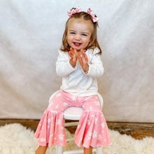 Load image into Gallery viewer, Pink and White Floral Bell Bottoms
