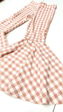 Load image into Gallery viewer, Girls Bell Bottoms in Dusty Pink Gingham Print
