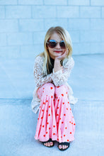 Load image into Gallery viewer, Pink Bell Bottoms with Red Hearts Print