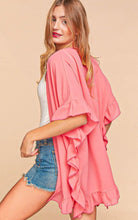 Load image into Gallery viewer, Falling For You Open Front Ruffle Trim Kimono Cardigan
