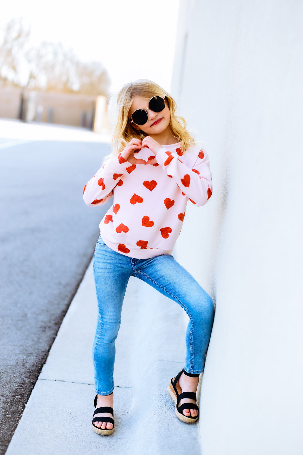 Pink Hearts Sweatshirt Top