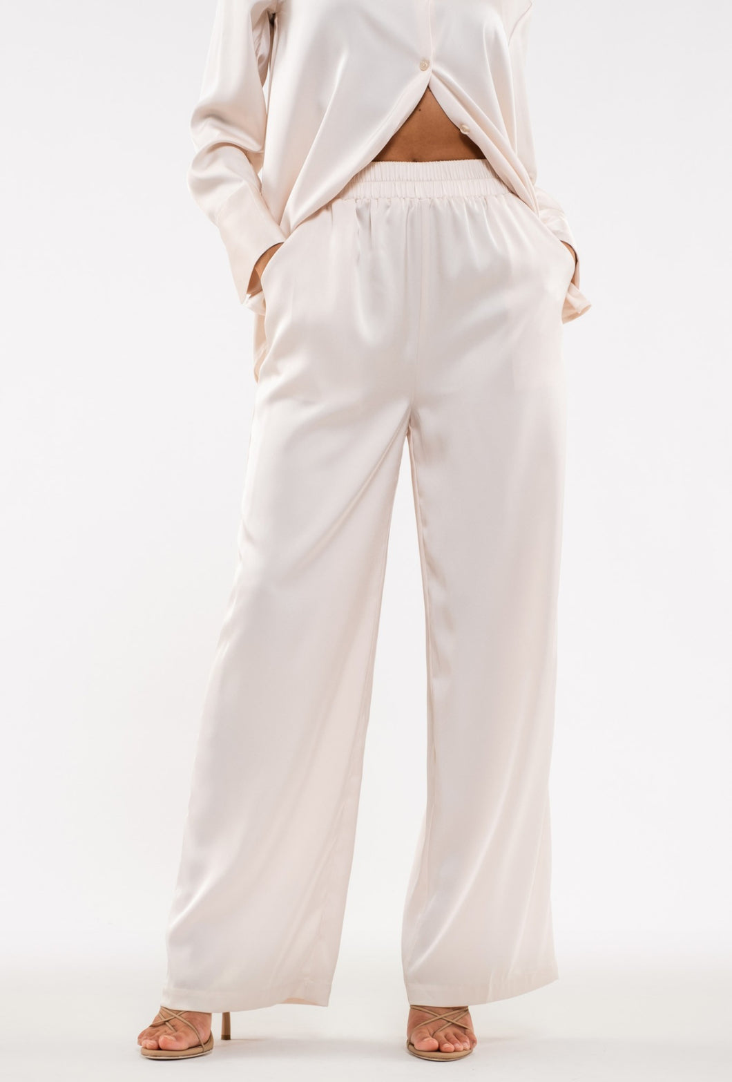 Boss Lady Satin Pants in Champagne