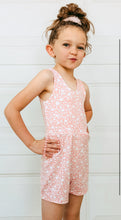 Load image into Gallery viewer, Girls Pastel Peach Floral Tank Romper
