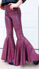 Load image into Gallery viewer, Hot Pink Sparkle Bell Bottom Flare Pants
