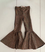 Load image into Gallery viewer, Gold Hologram Sparkle Bell Bottom Flare Pants
