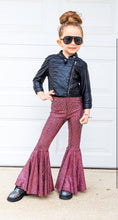 Load image into Gallery viewer, Hot Pink Sparkle Bell Bottom Flare Pants
