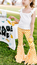 Load image into Gallery viewer, Yellow Mustard Checkered Print Bell Bottom Pants
