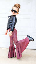 Load image into Gallery viewer, Hot Pink Sparkle Bell Bottom Flare Pants
