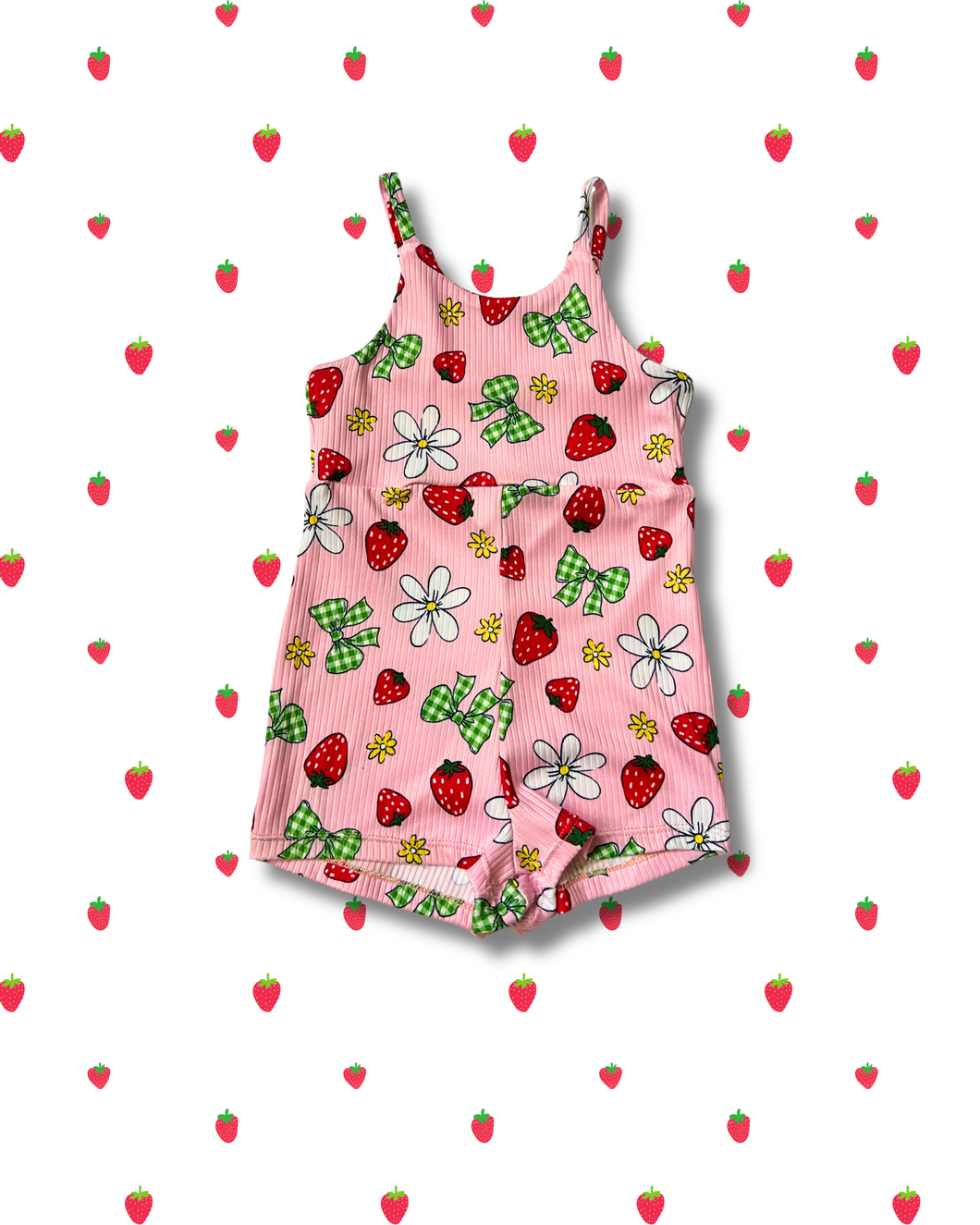 Strawberry Daisy Romper in Pink