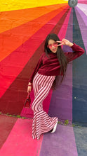 Load image into Gallery viewer, Pink and Red Stripe Bell Bottom Pants
