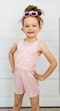 Load image into Gallery viewer, Girls Pastel Peach Floral Tank Romper

