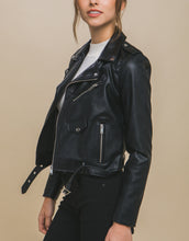 Load image into Gallery viewer, Faux Leather Biker Jacket in Black
