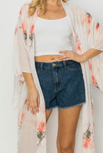 Load image into Gallery viewer, Watercolor Coral Long Duster Kimono
