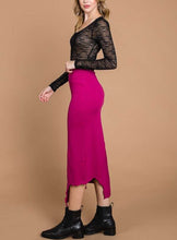 Load image into Gallery viewer, Magenta Assymetrical Midi Skirt
