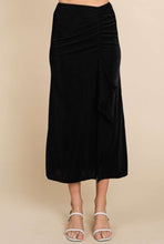 Load image into Gallery viewer, Black Rouching Midi Skirt
