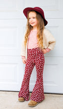 Load image into Gallery viewer, Red Bell Bottoms in Pink Ditsy Floral Print
