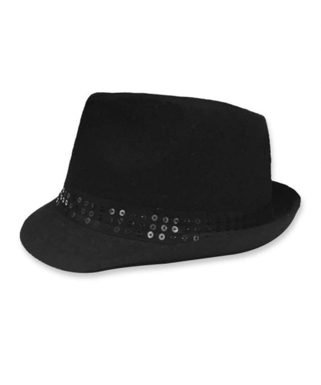 Black Fedora Hat with Sequin Trim