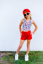 Load image into Gallery viewer, Red, White Blue Girls Halter and Short Set
