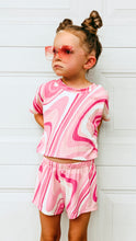Load image into Gallery viewer, Barbie Pink Swirl Girls Crop Tee and Short Set
