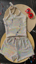 Load image into Gallery viewer, Silver Sparkle Girls Halter and Short Set
