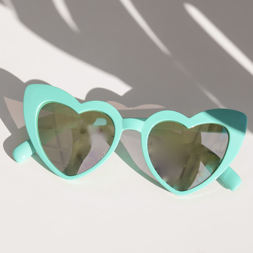 Xoxo Heart Shaped Sunnies in Aqua