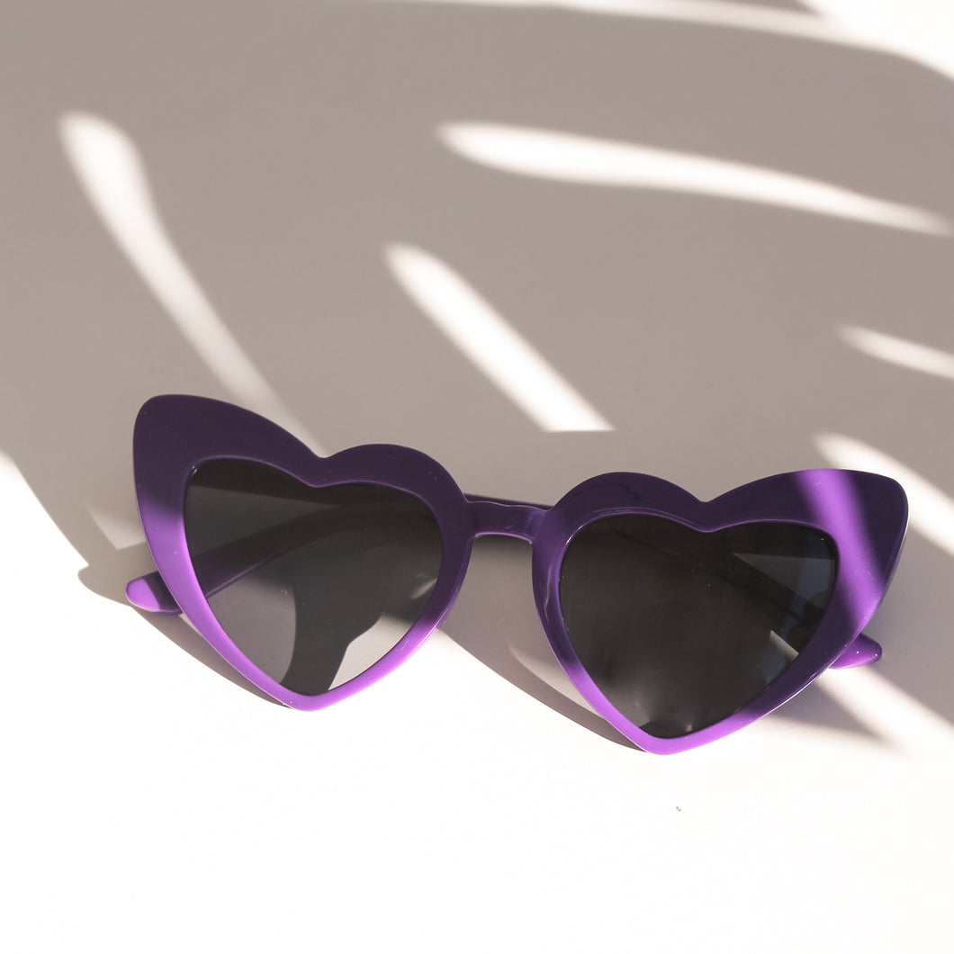 Xoxo Heart Shaped Sunnies in Dark Purple