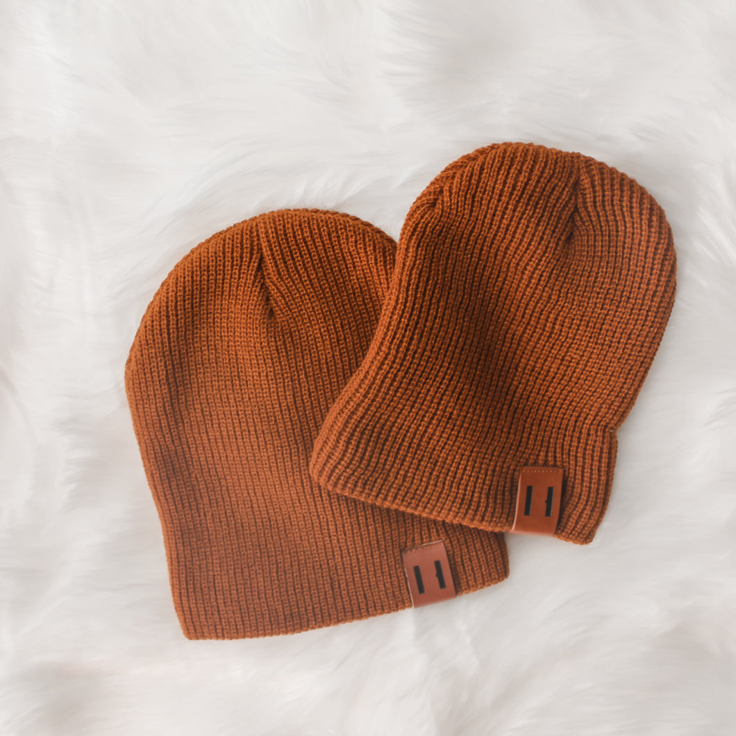 Ribbed Beanie in Burnt Orange