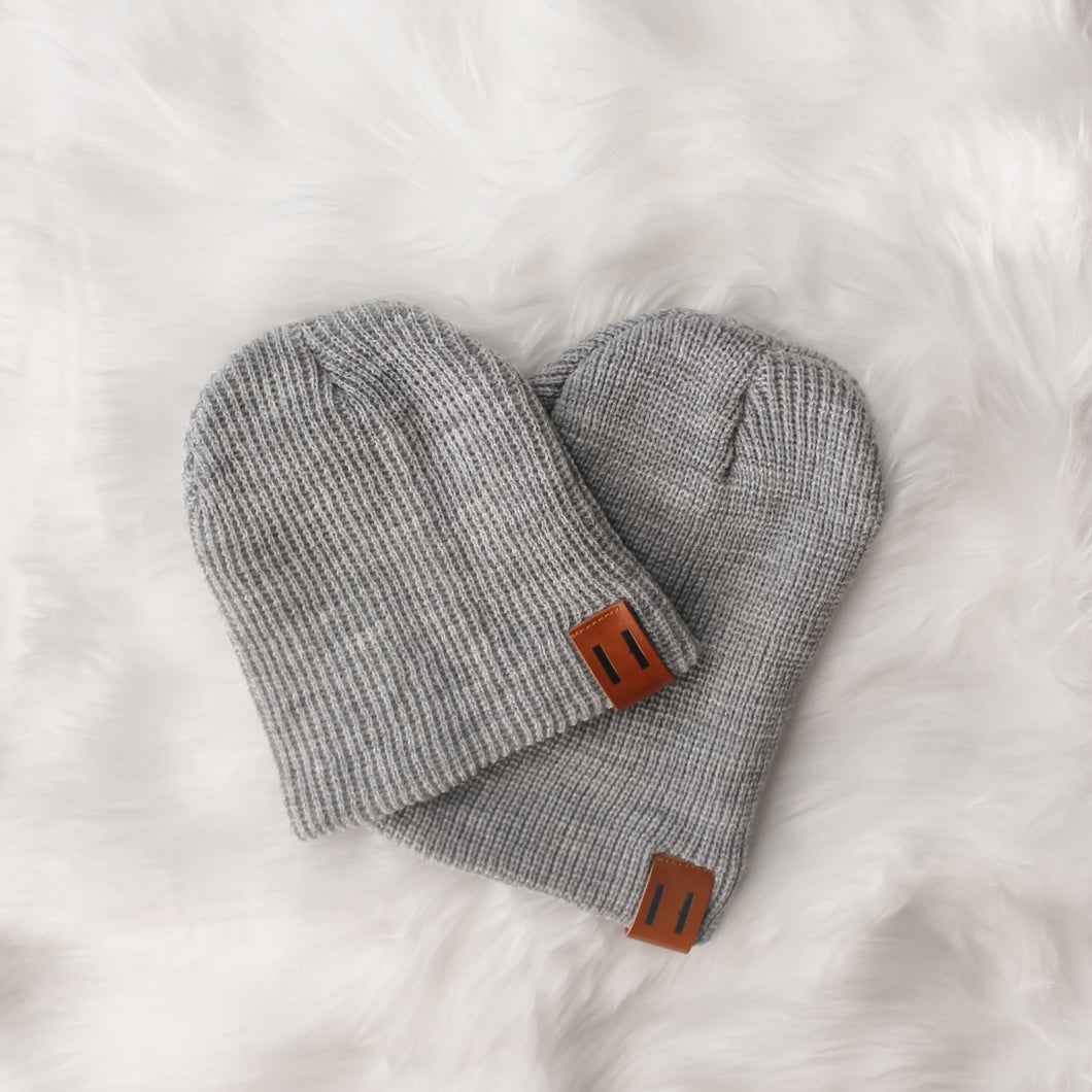 Ribbed Beanie in Gray