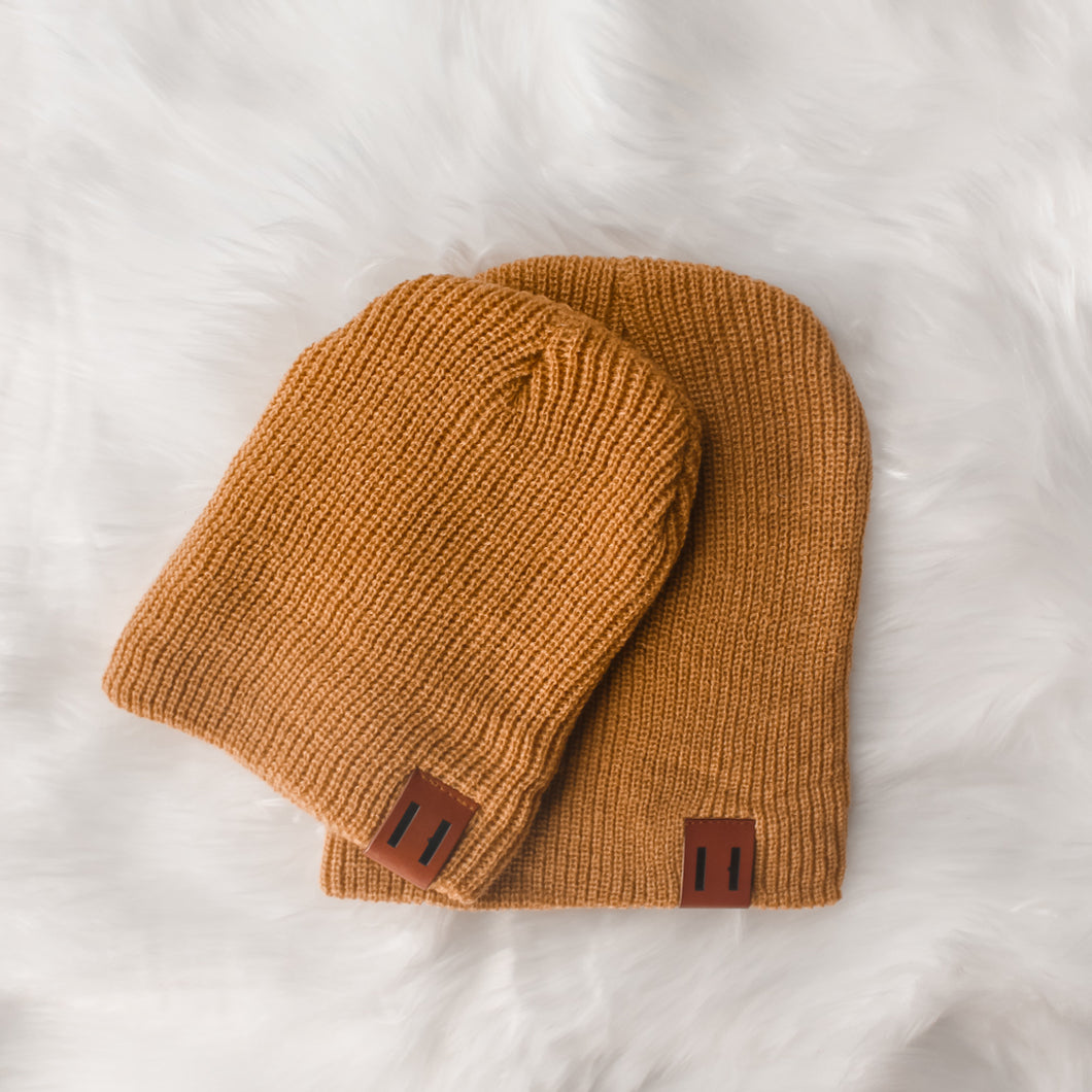 Ribbed Beanie in Mustard Yellow
