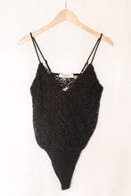 Load image into Gallery viewer, Lacey Wrap Bodysuit in Black
