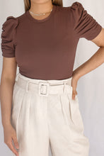 Load image into Gallery viewer, Cafe Ruched Top in Chocolate Biscotti Brown
