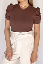 Load image into Gallery viewer, Cafe Ruched Top in Chocolate Biscotti Brown
