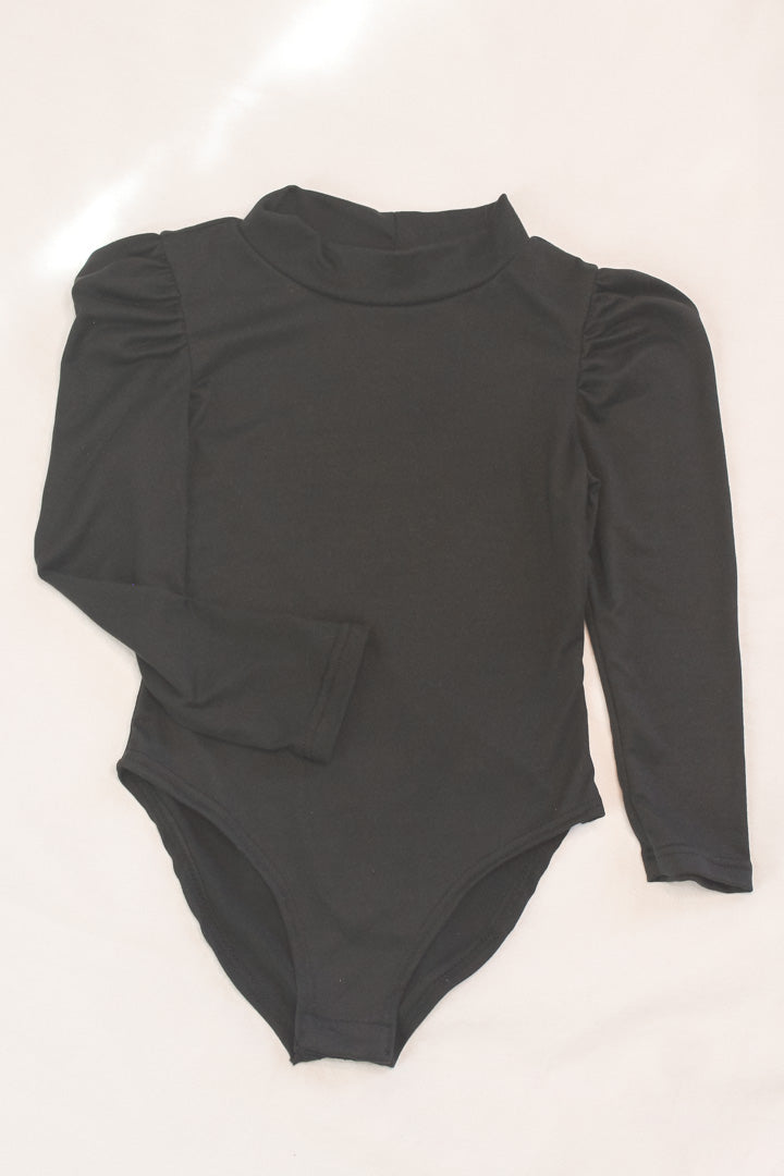 Mia Puff Sleeve Bodysuit in Black