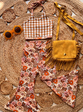 Load image into Gallery viewer, 70s Funky Flower Fields Halter and Bell Bottom Set in Peach
