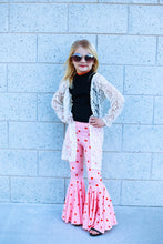 Load image into Gallery viewer, Pink Bell Bottoms with Red Hearts Print
