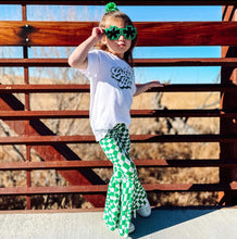 Load image into Gallery viewer, Green Checkered Print Bell Bottom Pants
