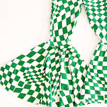 Load image into Gallery viewer, Green Checkered Print Bell Bottom Pants
