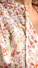 Load image into Gallery viewer, Bloom Smocked 3/4 Sleeve Top in Pink Grapefruit Floral
