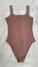 Load image into Gallery viewer, Simple Times Lace Trim Bodysuit in Cocoa
