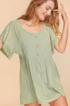 Load image into Gallery viewer, My Way Rib Knit Flutter Sleeve Babydoll Tunic
