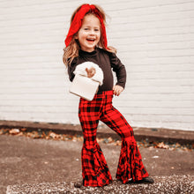 Load image into Gallery viewer, Holiday Bell Bottoms in Red Plaid print
