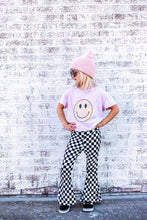 Load image into Gallery viewer, Ava Bell Bottoms in Black and White Checkered Print

