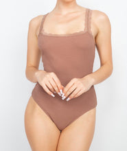 Load image into Gallery viewer, Simple Times Lace Trim Bodysuit in Cocoa
