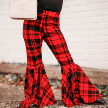 Load image into Gallery viewer, Holiday Bell Bottoms in Red Plaid print

