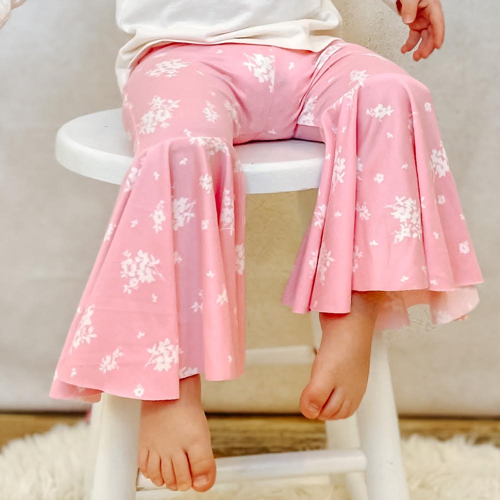Pink and White Floral Bell Bottoms
